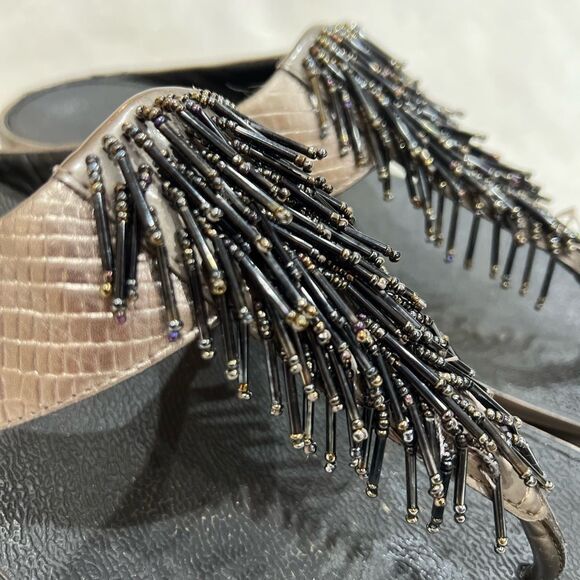 FitFlop Rumba Cha Cha Beaded Fringed Metallic Sandals Size 10 - Picture 2 of 16